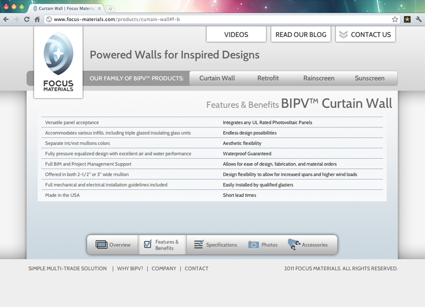 Focus Materials: product features & benefits