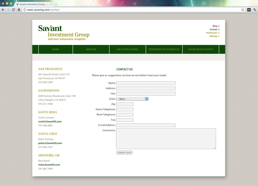 Savant Investment Group | Contact