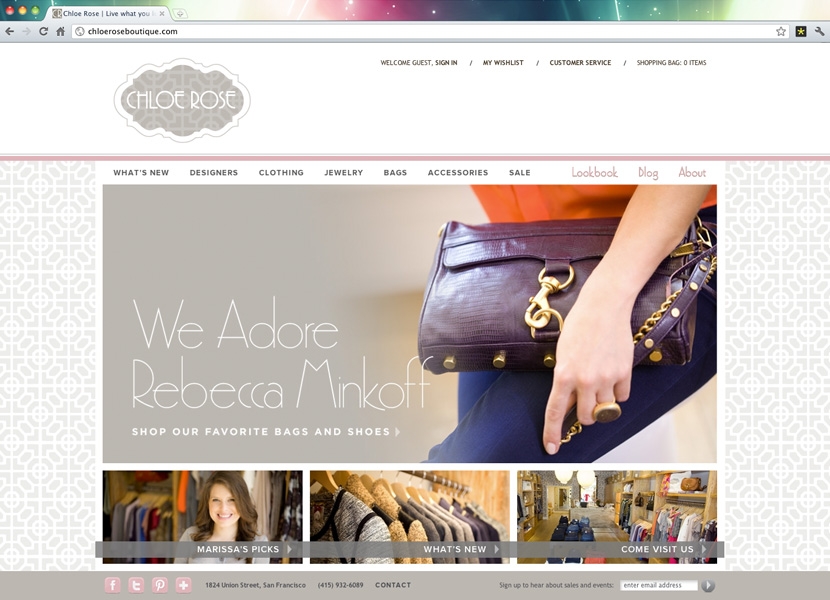 Chloe Rose Boutique store homepage
