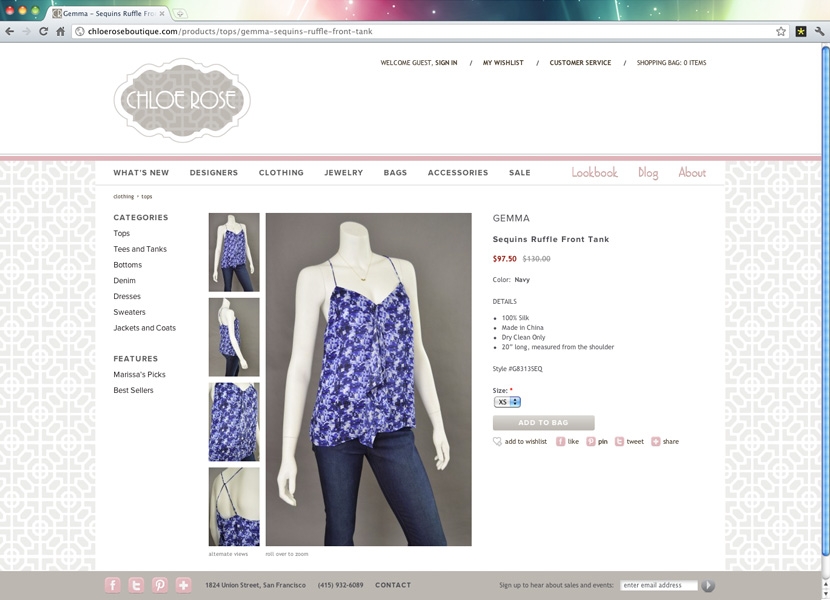 Chloe Rose Boutique product page
