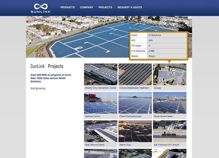 SunLink projects page