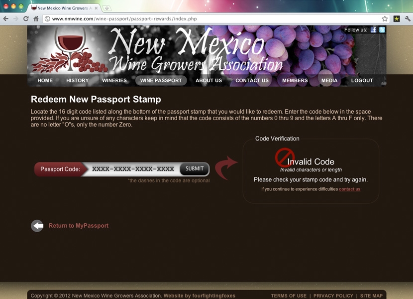 NMWGA Passport Code Redemption